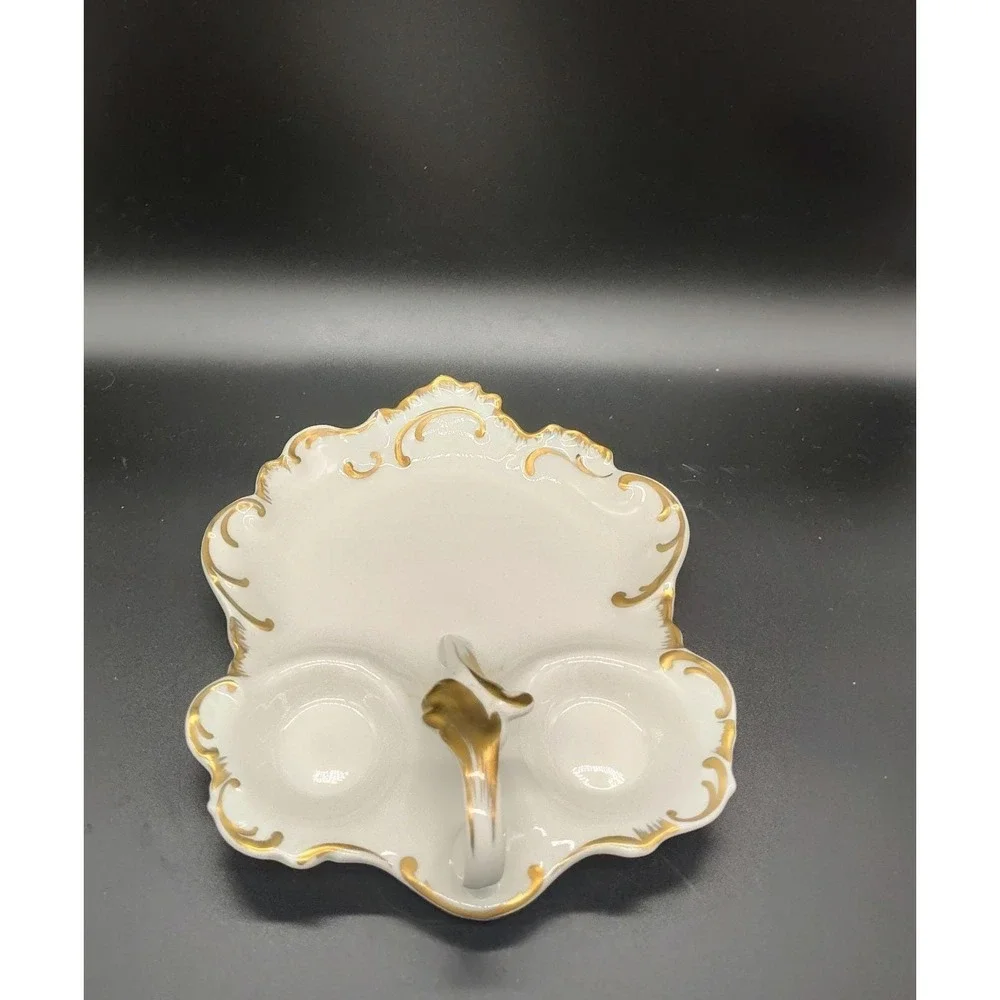 Vintage Porcelain 3 Compartment Vanity Dresser Tray W Handle Made‎ In France 10